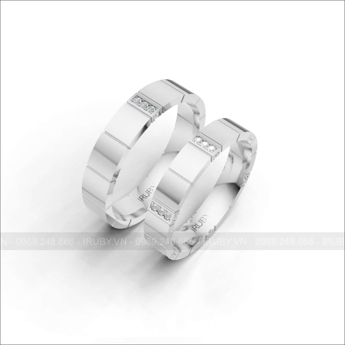 Nhẫn cưới kim cương modern block signature – IRNC058