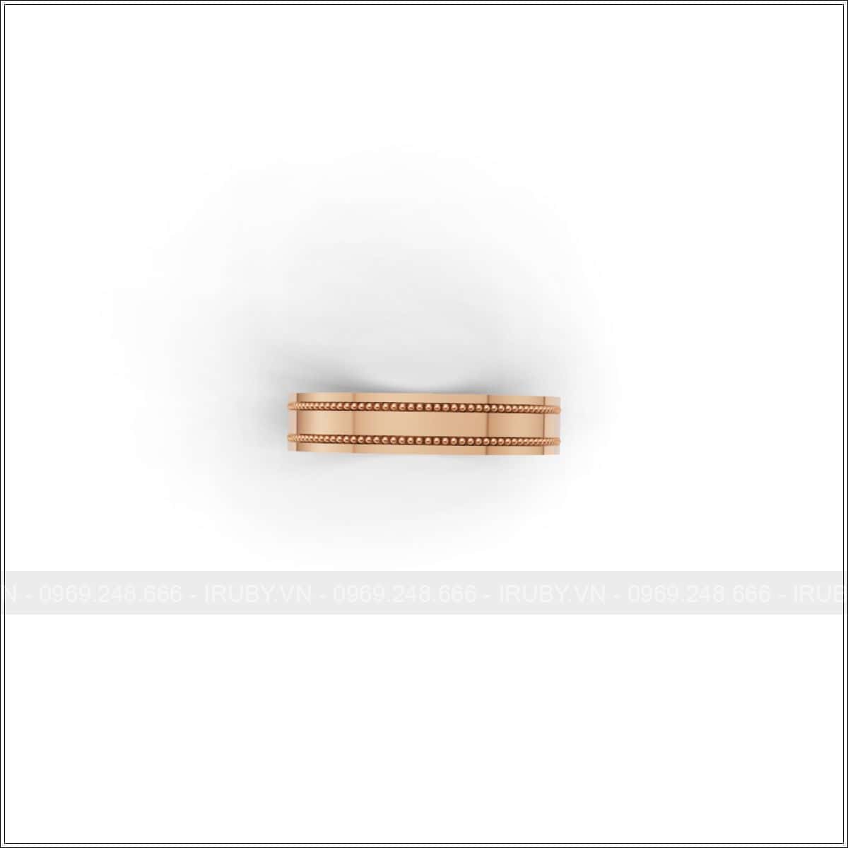 Nhẫn cưới milgrain đính đá tấm sang trọng hiện đại đẹp – IRNC034