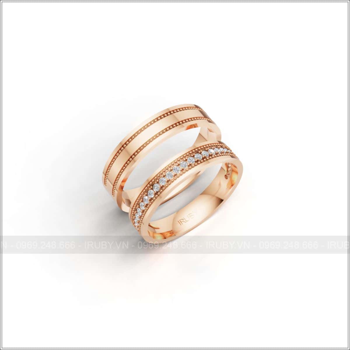 Nhẫn cưới đính đá tinh tế phong cách hiện đại đẹp – IRNC035