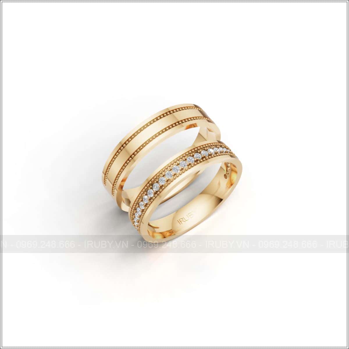 Nhẫn cưới đính đá tinh tế phong cách hiện đại đẹp – IRNC035