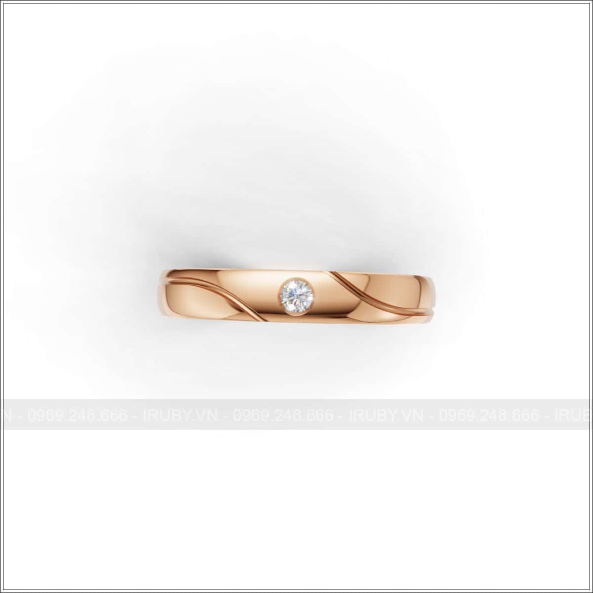Nhẫn cưới thiết kế đường uốn lượn đính đá tinh tế – IRNC050