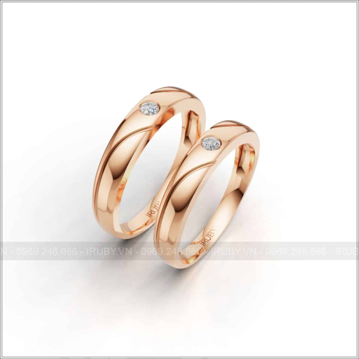 Nhẫn cưới thiết kế đường uốn lượn đính đá tinh tế – IRNC050