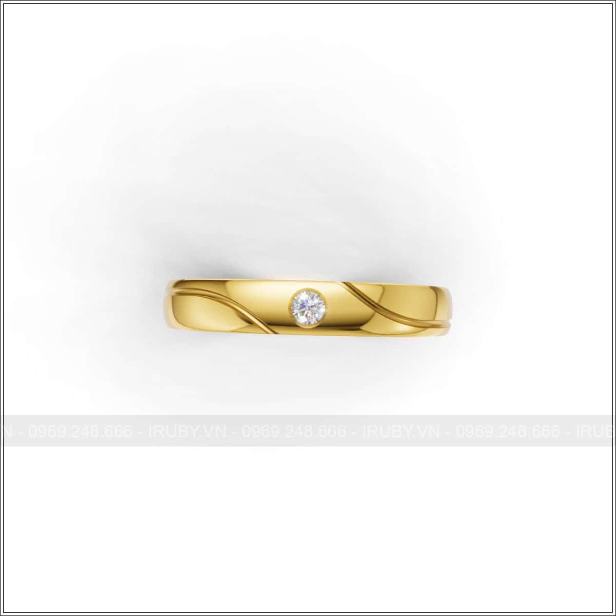 Nhẫn cưới thiết kế đường uốn lượn đính đá tinh tế – IRNC050