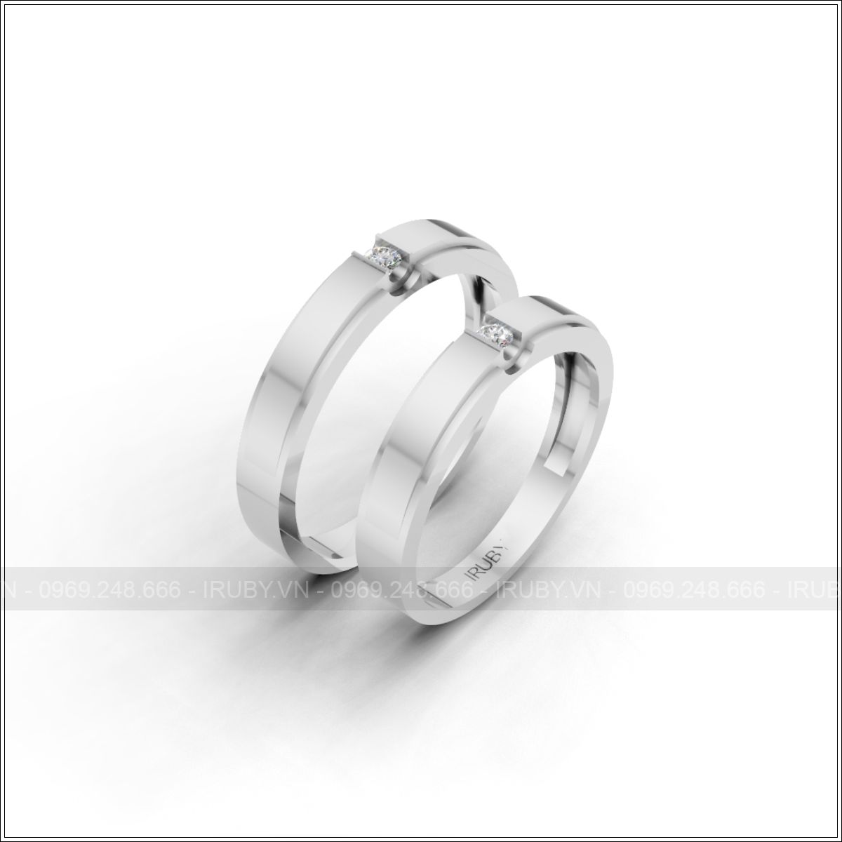 Nhẫn cưới thiết kế tối giản đính đá sang trọng đẹp – IRNC039