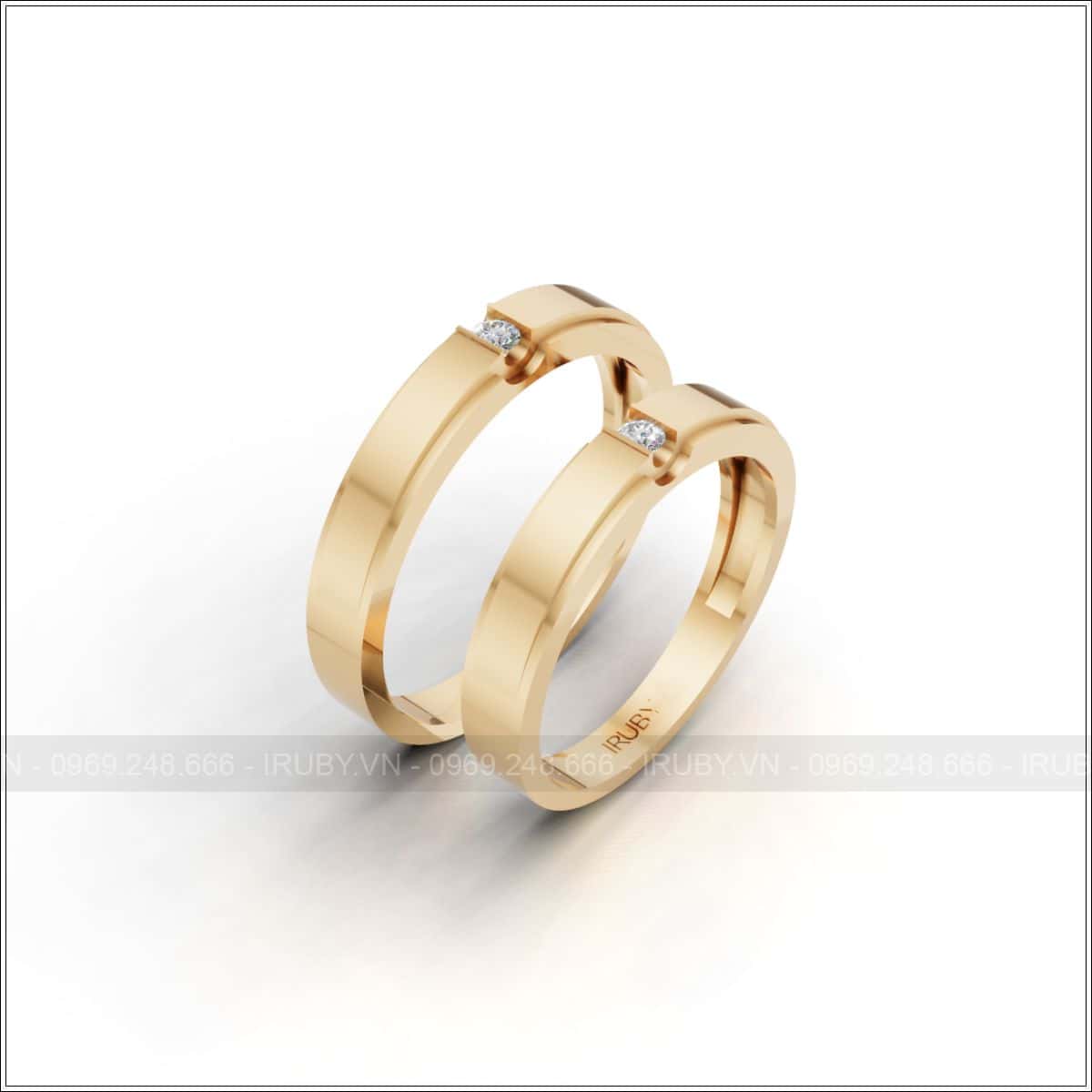 Nhẫn cưới thiết kế tối giản đính đá sang trọng đẹp – IRNC039