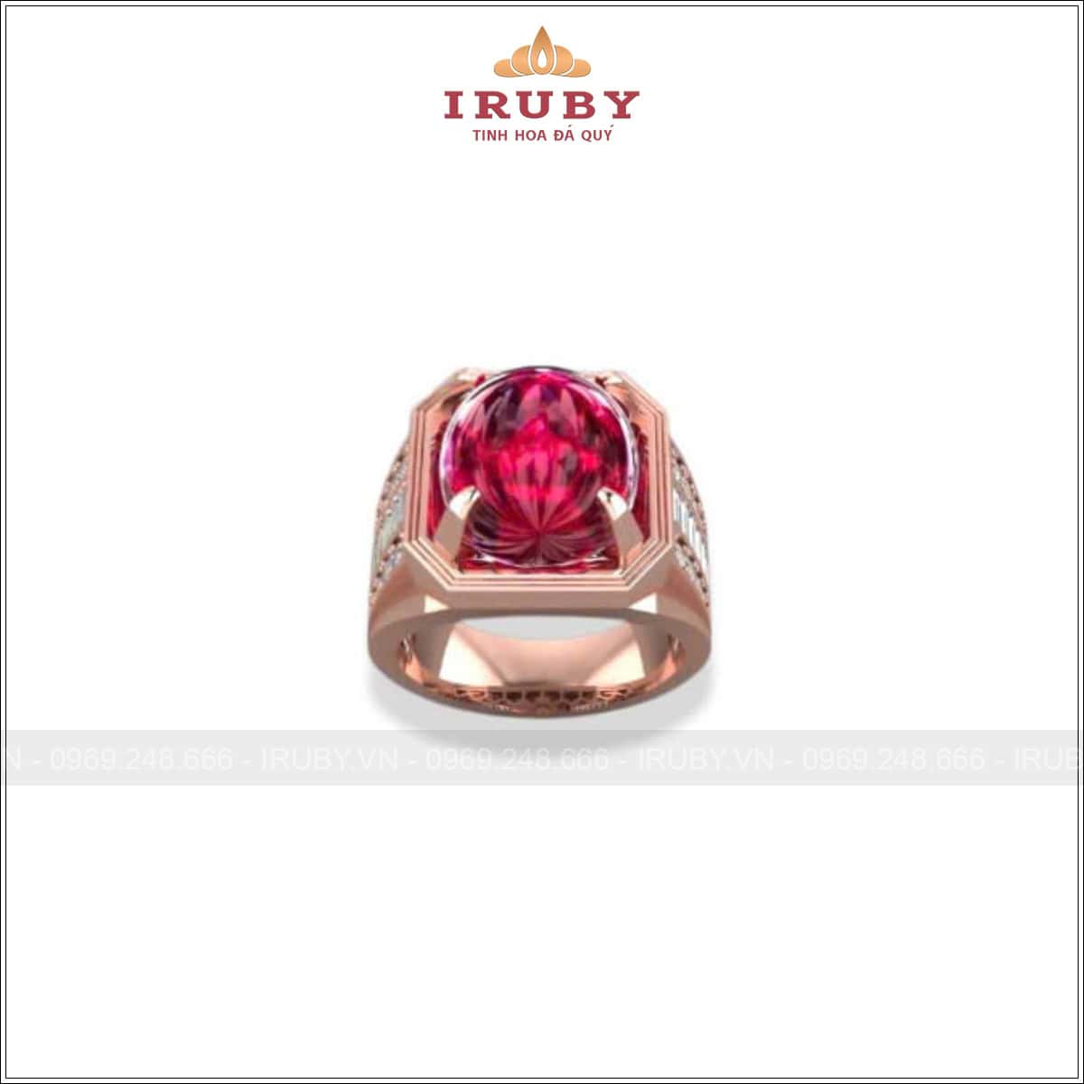 Nhẫn nam Ruby cabochon 3D thiết kế phong cách lịch lãm