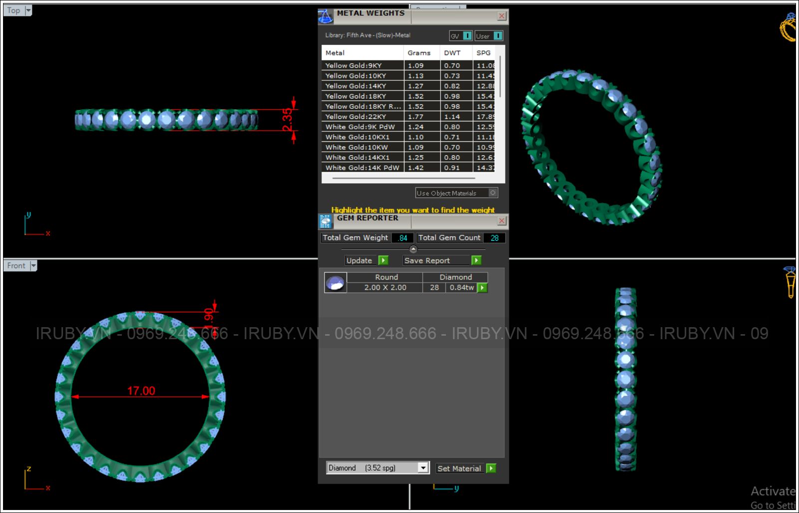 Nhẫn nữ KC Radiant 2ly sang trọng phong cách quý tộc - IRNUKC108