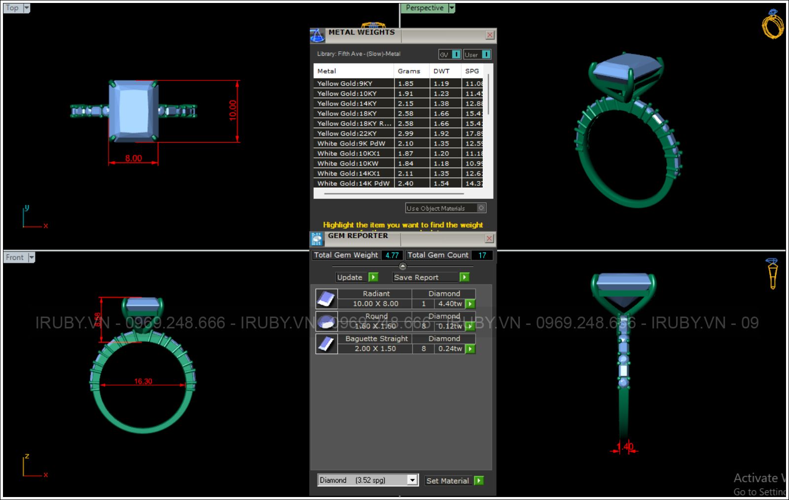 Nhẫn nữ KC Radiant 4,4ct sang trọng quý phái phong cách hiện đại - IRNUKC 107