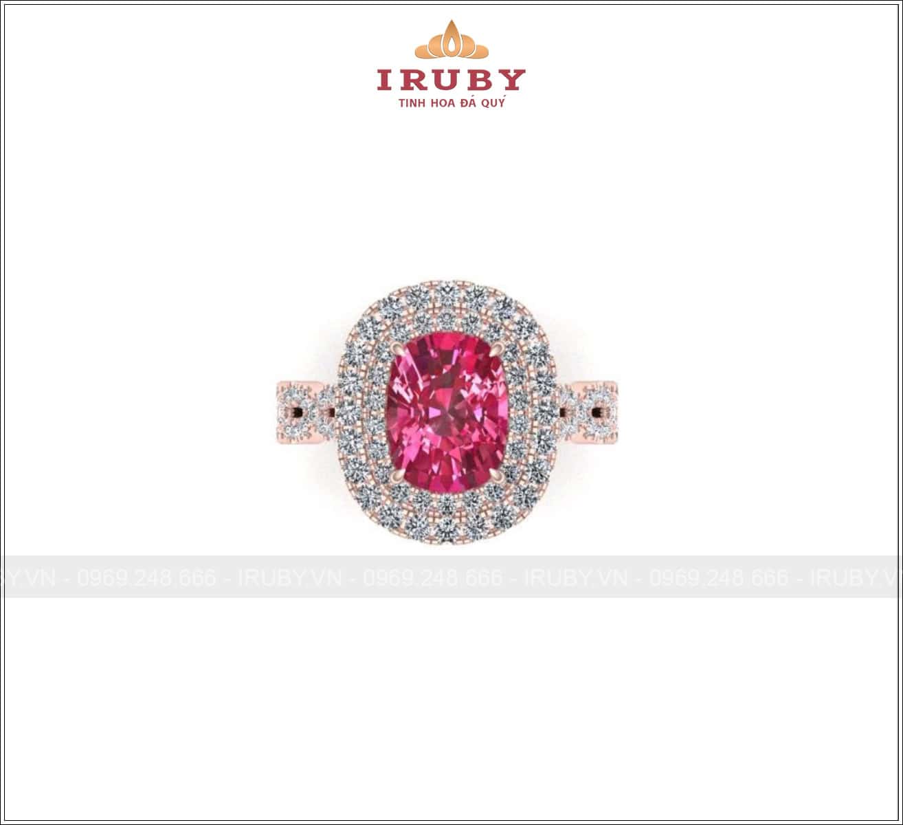 Nhẫn nữ Spinel đỏ hồng 3,19ct kết kim cương thiên nhiên – IRSI20 2548319