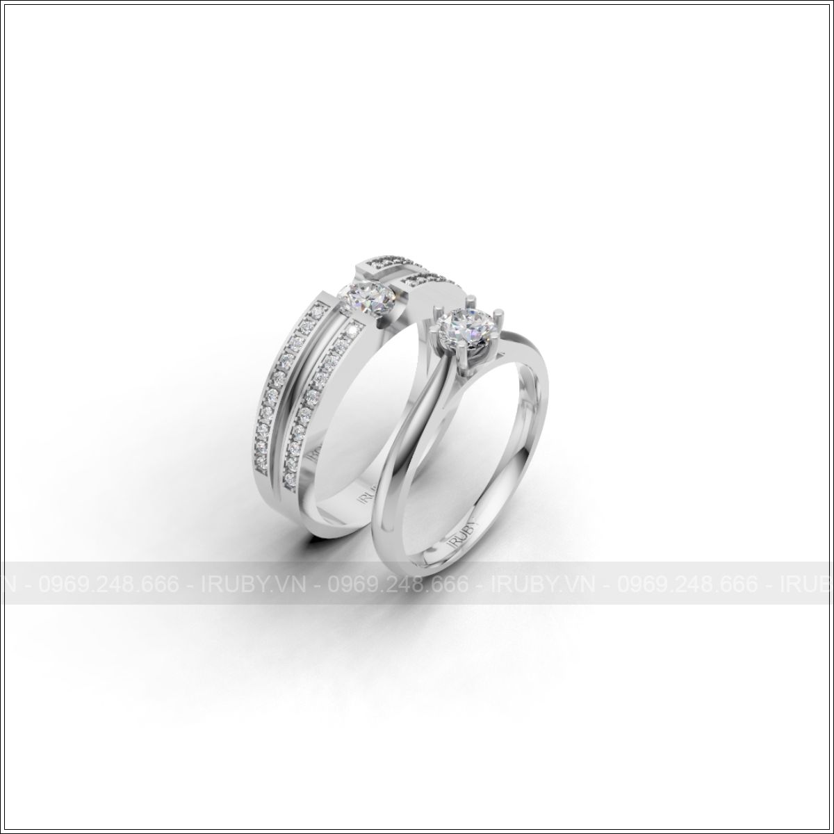 Tuyệt tác nhẫn cưới đính đá sắc sảo đầy sự tinh tế – IRNC043