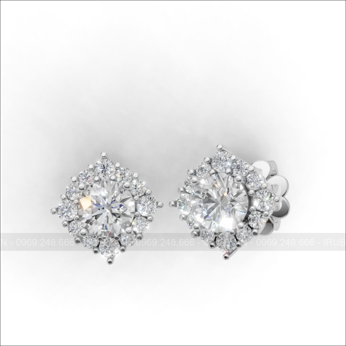 Đôi bông tai kim cương Halo IRUBY cao cấp – IRBTKC 031