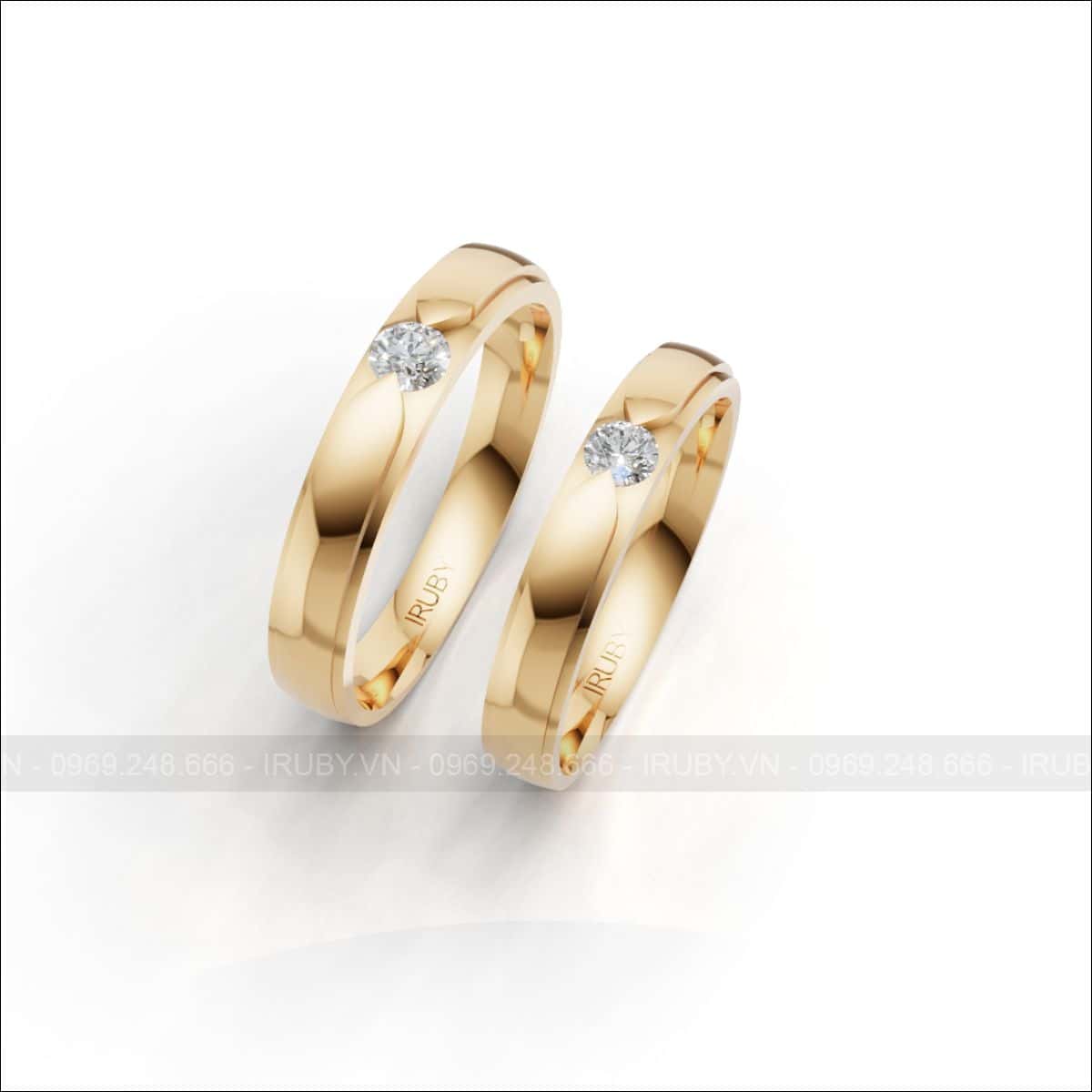 Nhẫn cưới kim cương Classic Bezel tinh giản – IRNC051