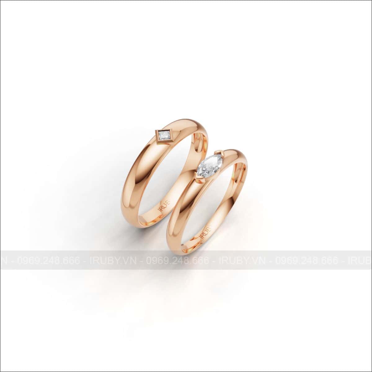 Nhẫn cưới kim cương diamond duo modern – IRNC057