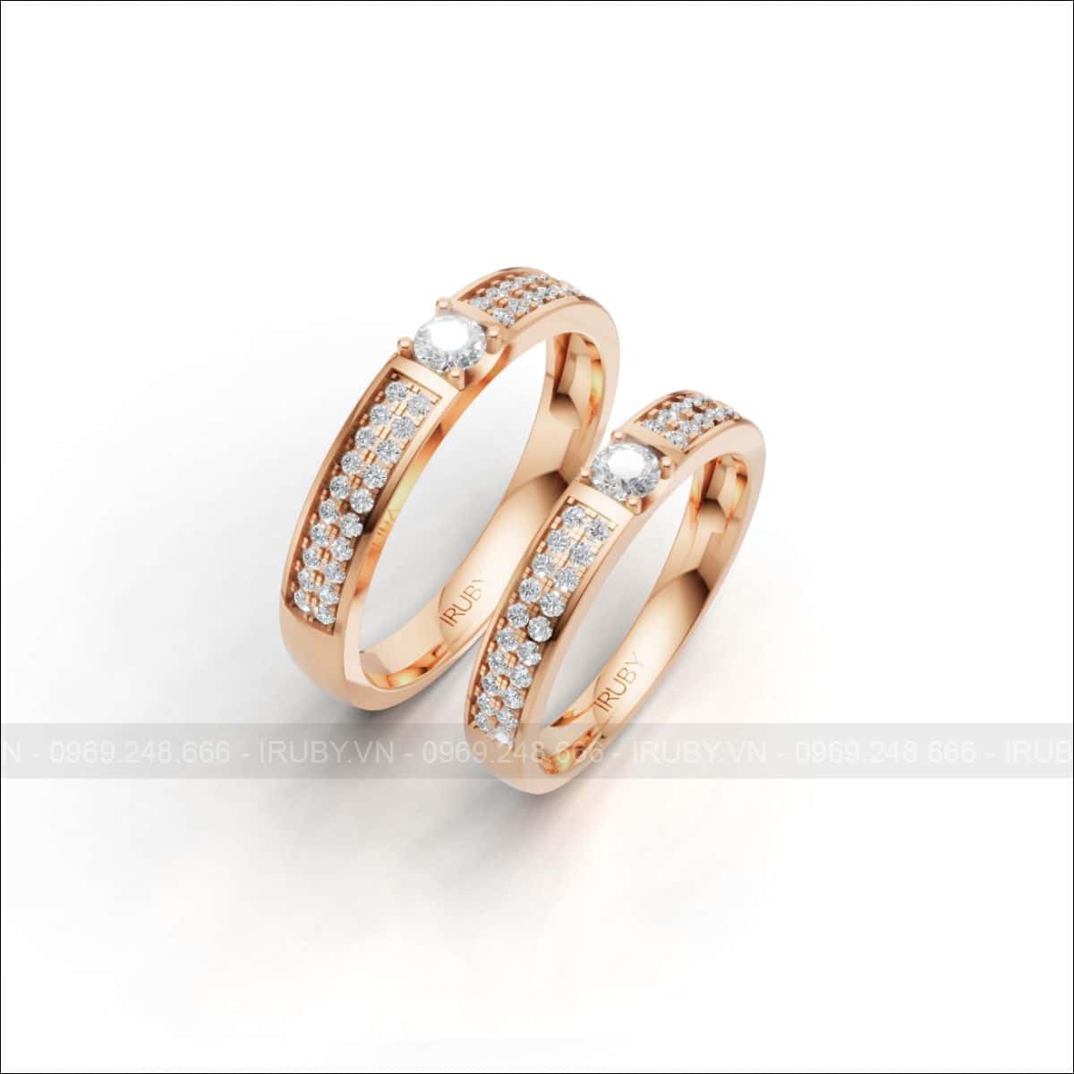 Nhẫn cưới kim cương Double Pavé sang trọng – IRNC054