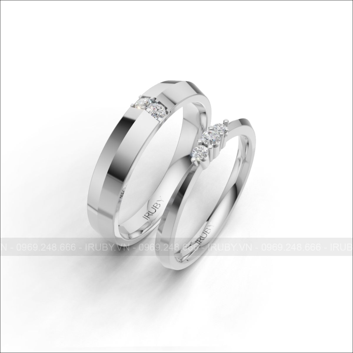 Nhẫn cưới kim cương three balance minimal – IRNC059