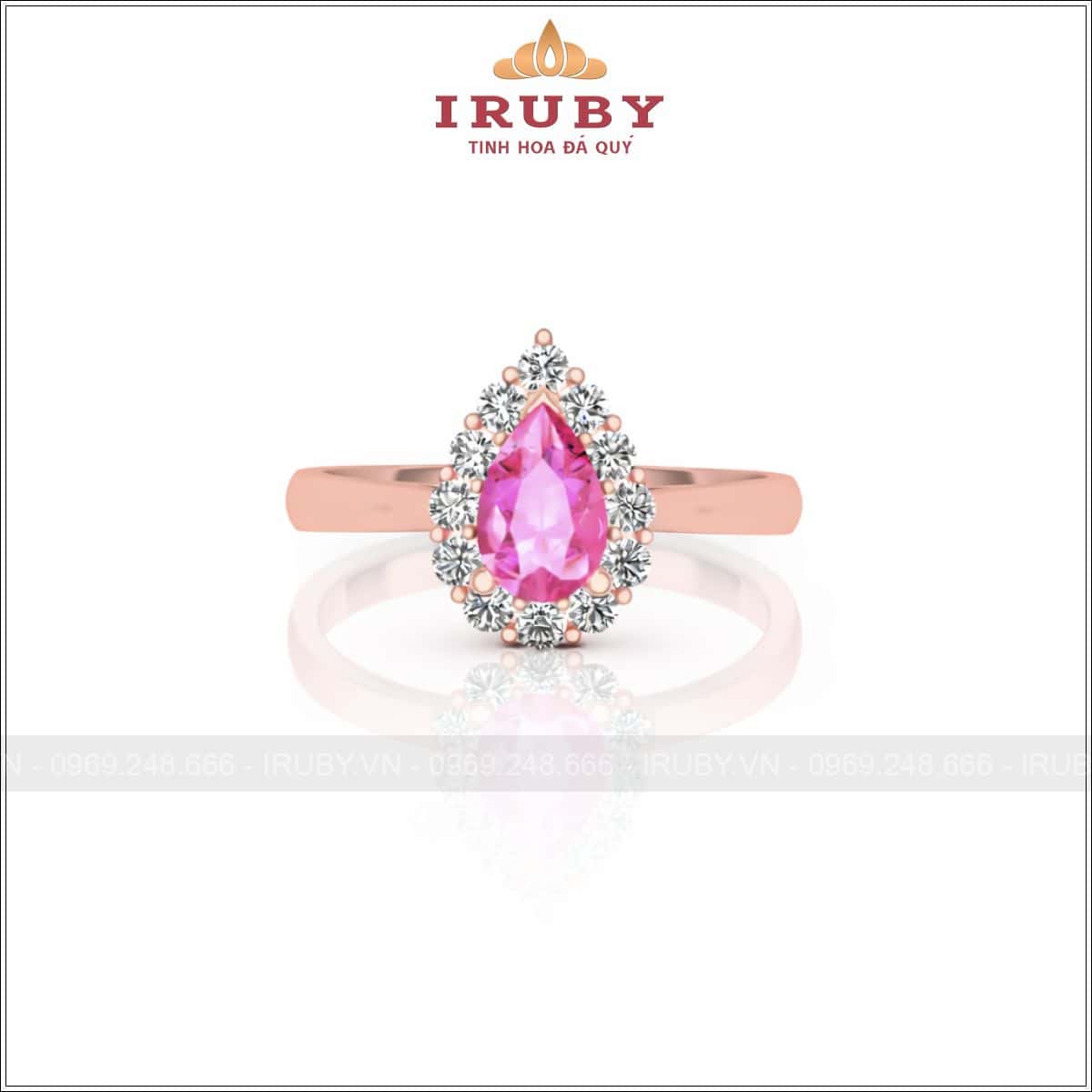 Nhẫn nữ đá hồng giọt nước – IRNU70