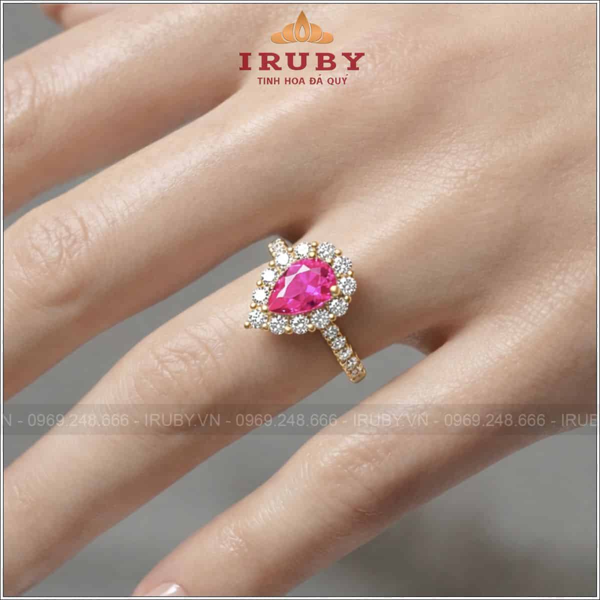 Nhẫn nữ đá hồng giọt nước - Pink gemstone rings - IRNU70