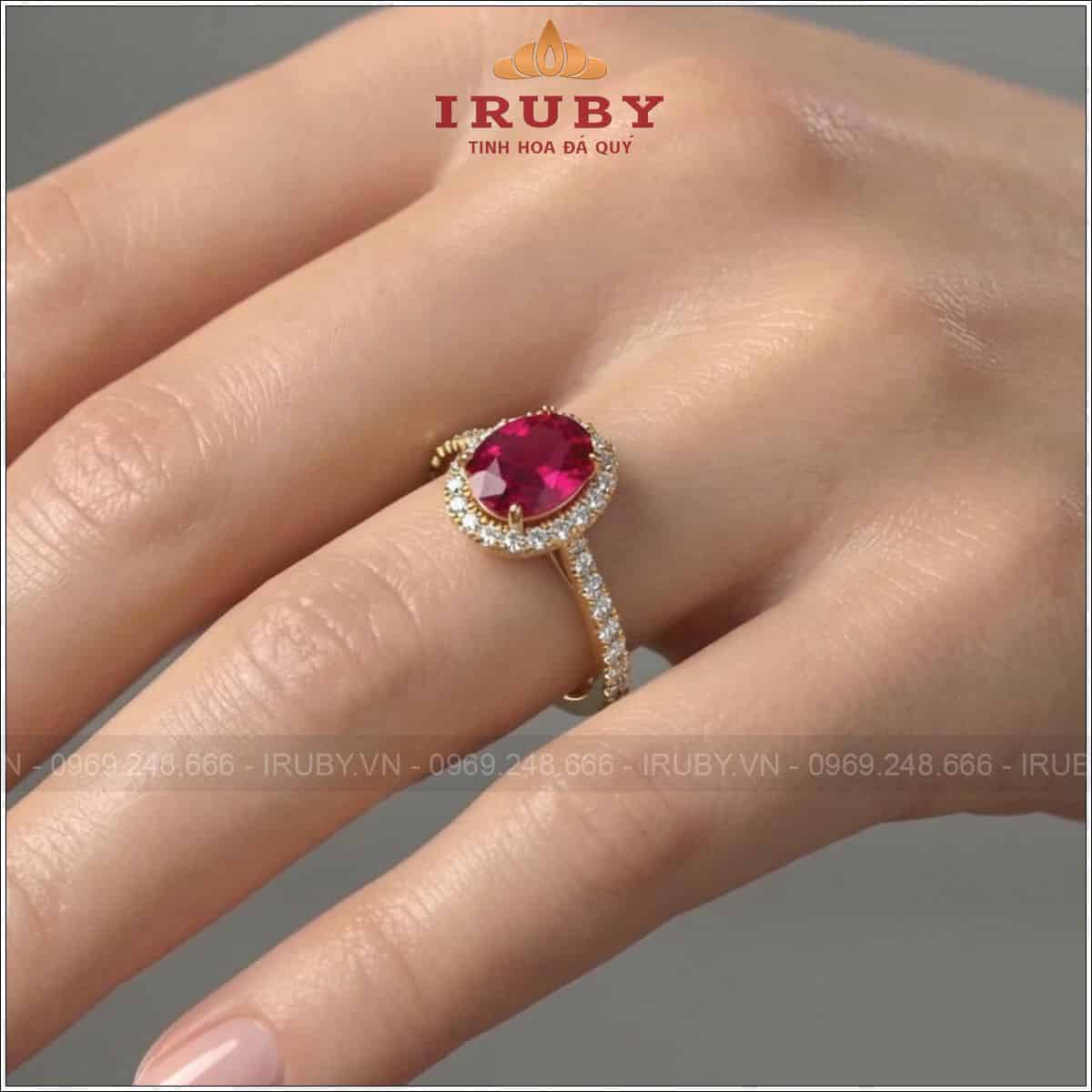 Nhẫn nữ Ruby cao cấp - Vietnam Ruby - IRNU73