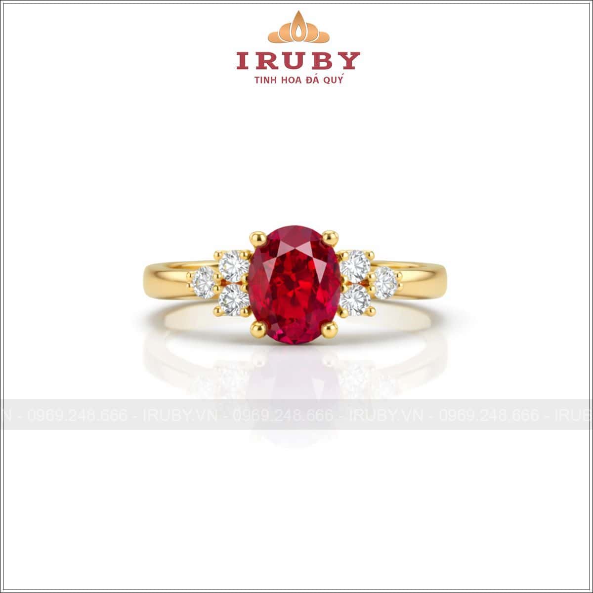 Nhẫn nữ đá màu đỏ – Red Oval Ring – IRNU77