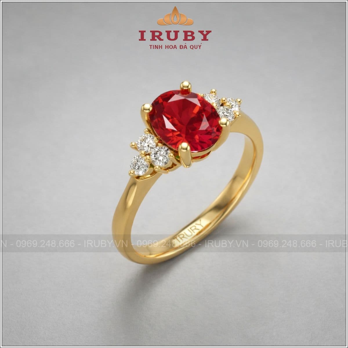 Nhẫn nữ đá Ruby - Ruby Ring oval shape – IRNU77. 
