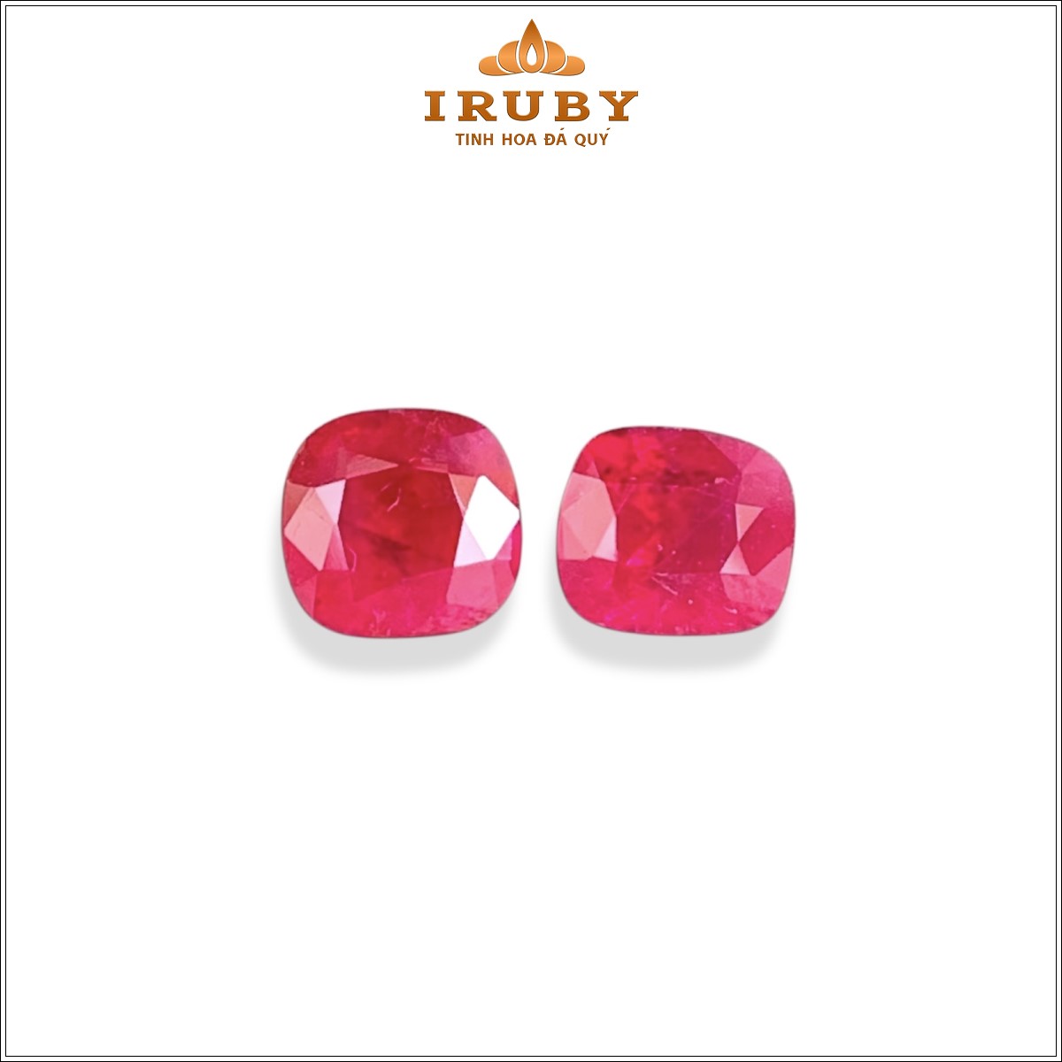 Đôi Ruby facet đỏ huyết tự nhiên 100% 2,18ct – IRTA55 26330218