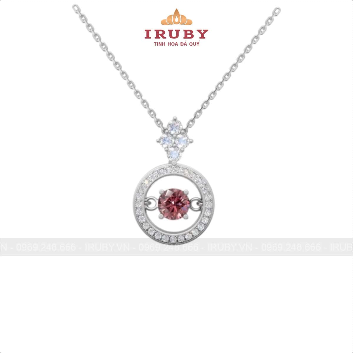 Mặt dây đá đỏ hồng thiết kế tròn tinh tế – IRMD11