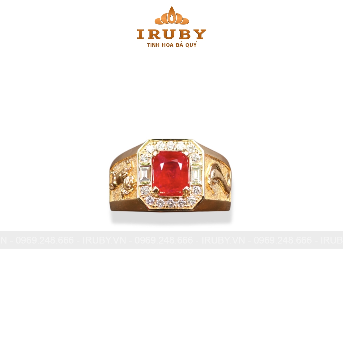 Nhẫn nam Tỵ – Ngọ đá Ruby đỏ huyết 2,17ct hiếm có – IRRF330 262230217