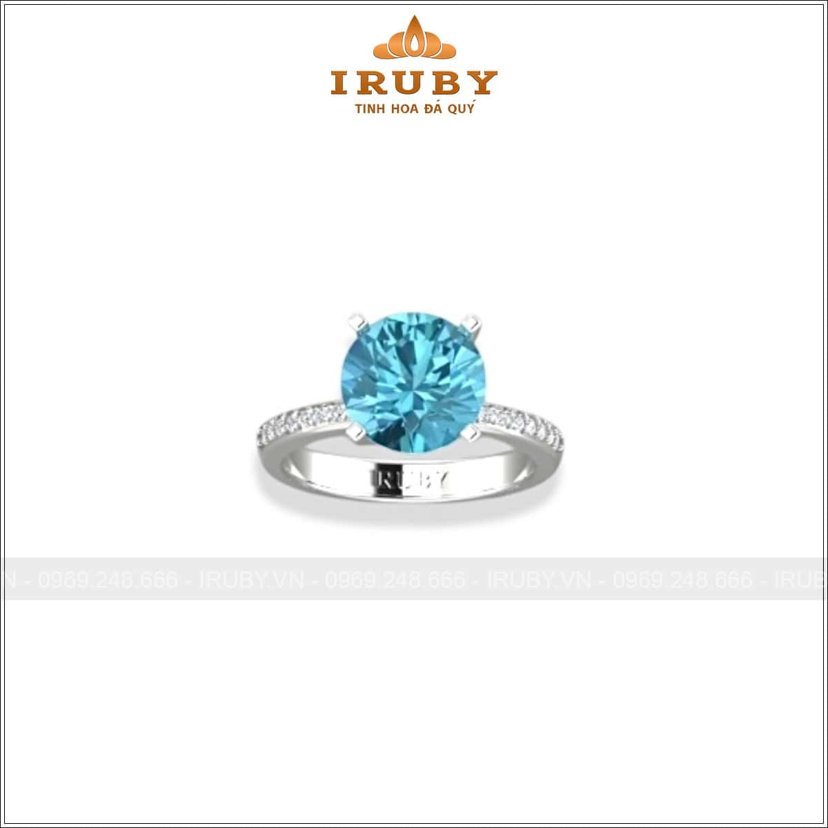 Nhẫn nữ đá Aquamarine xanh biển thiết kế tôn đá chủ – IRAQ17 2503343