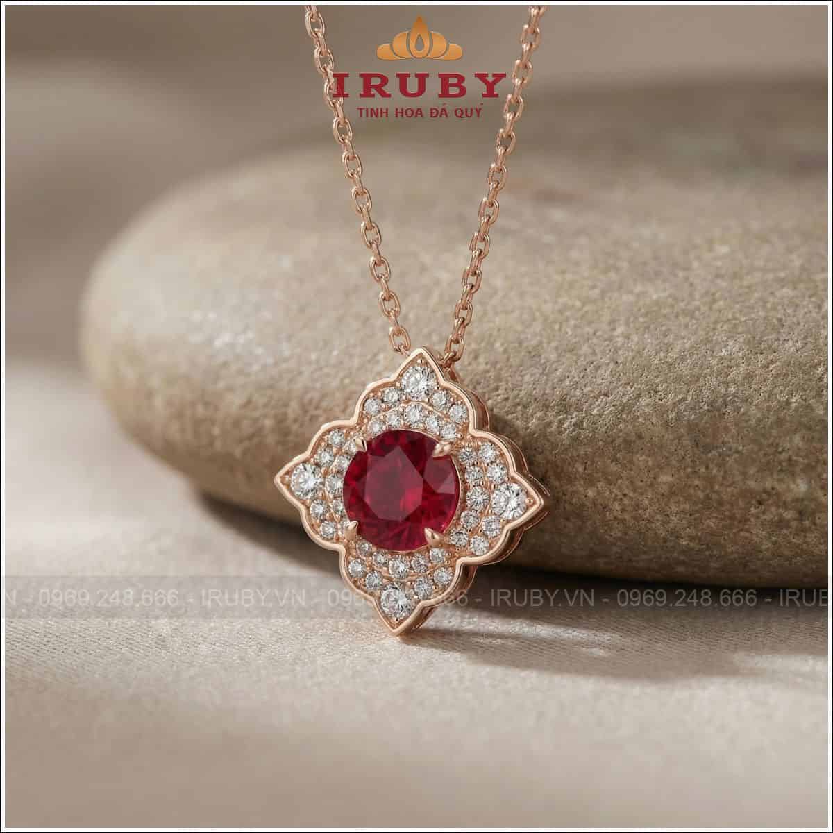 Mặt dây chuyền đá Ruby kim cương - Ruby Vietnames Pendant - IRMD37 ảnh 3