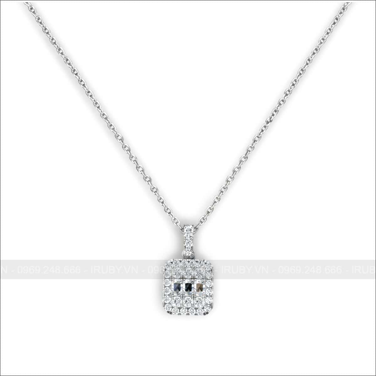 Mặt dây chuyền kim cương hình vuông halo sang trọng – IRMDKC037