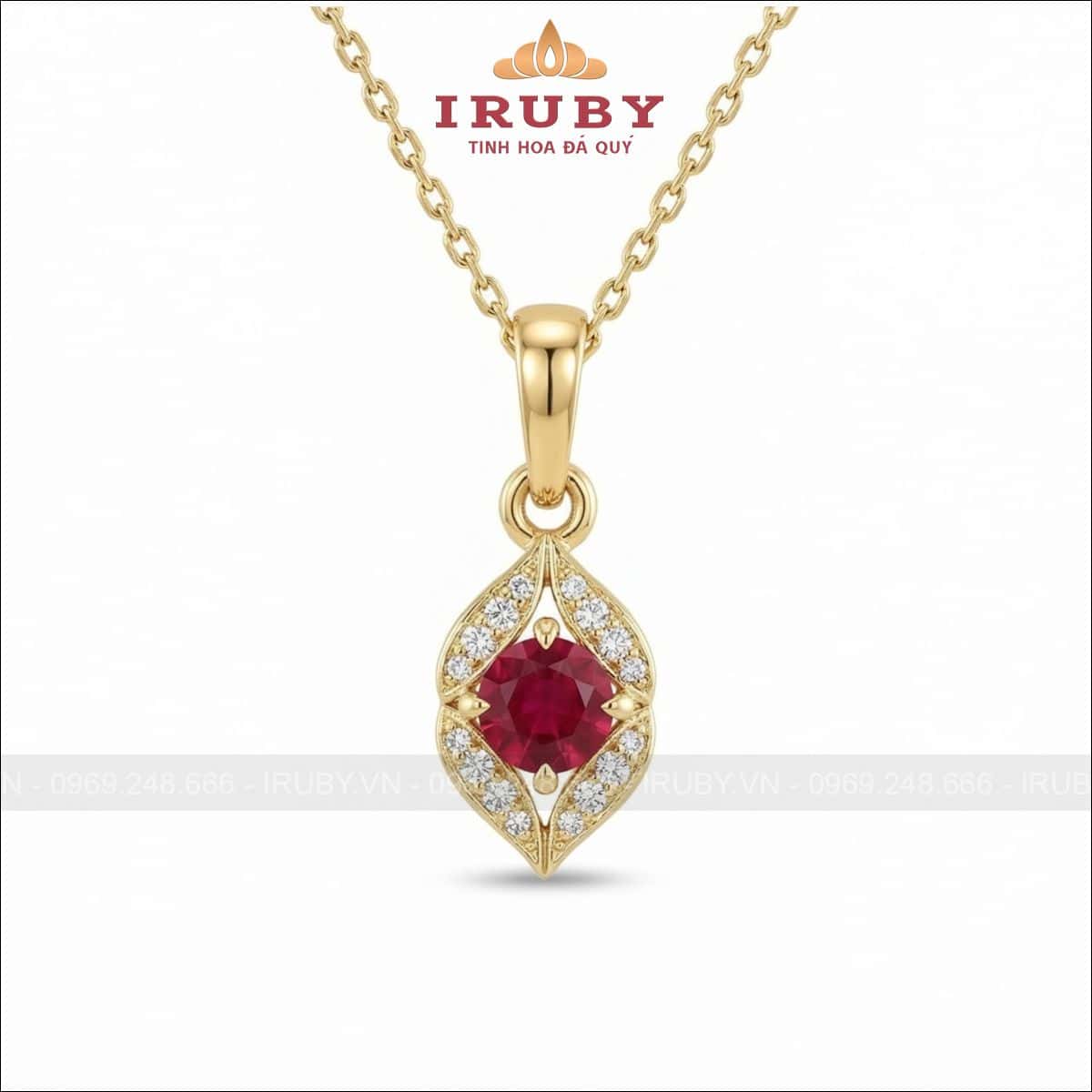 Mặt dây chuyền lá oval gemstone – IRMD34