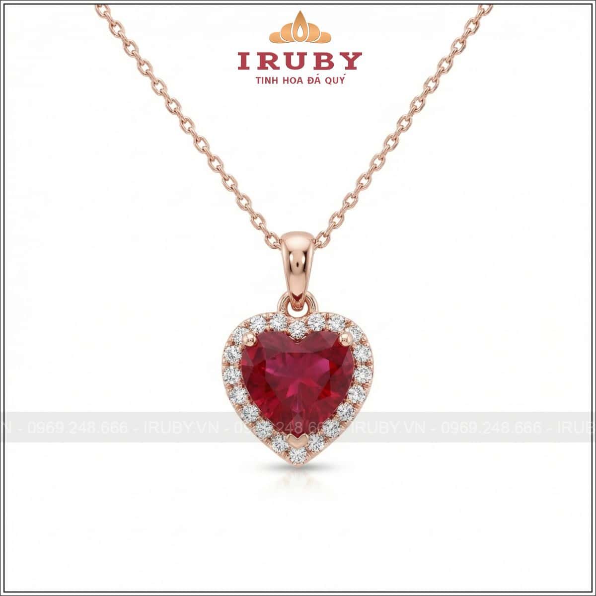 Mặt dây chuyền trái tim màu đỏ – heart gemstone – IRMD30