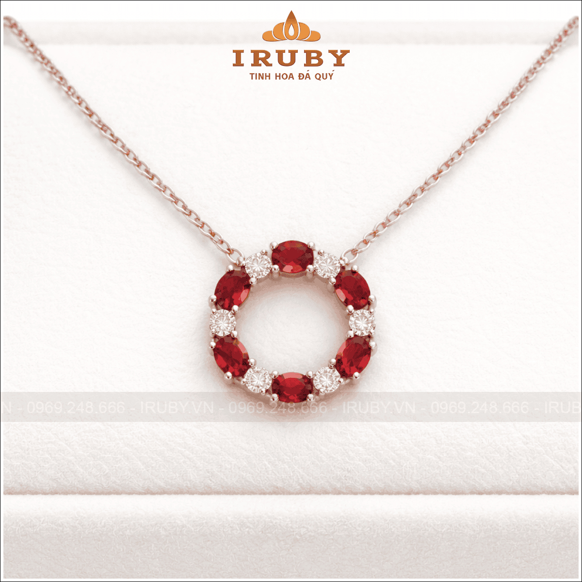 Mặt dây đá màu đỏ vòng tròn Eternity – IRMD14