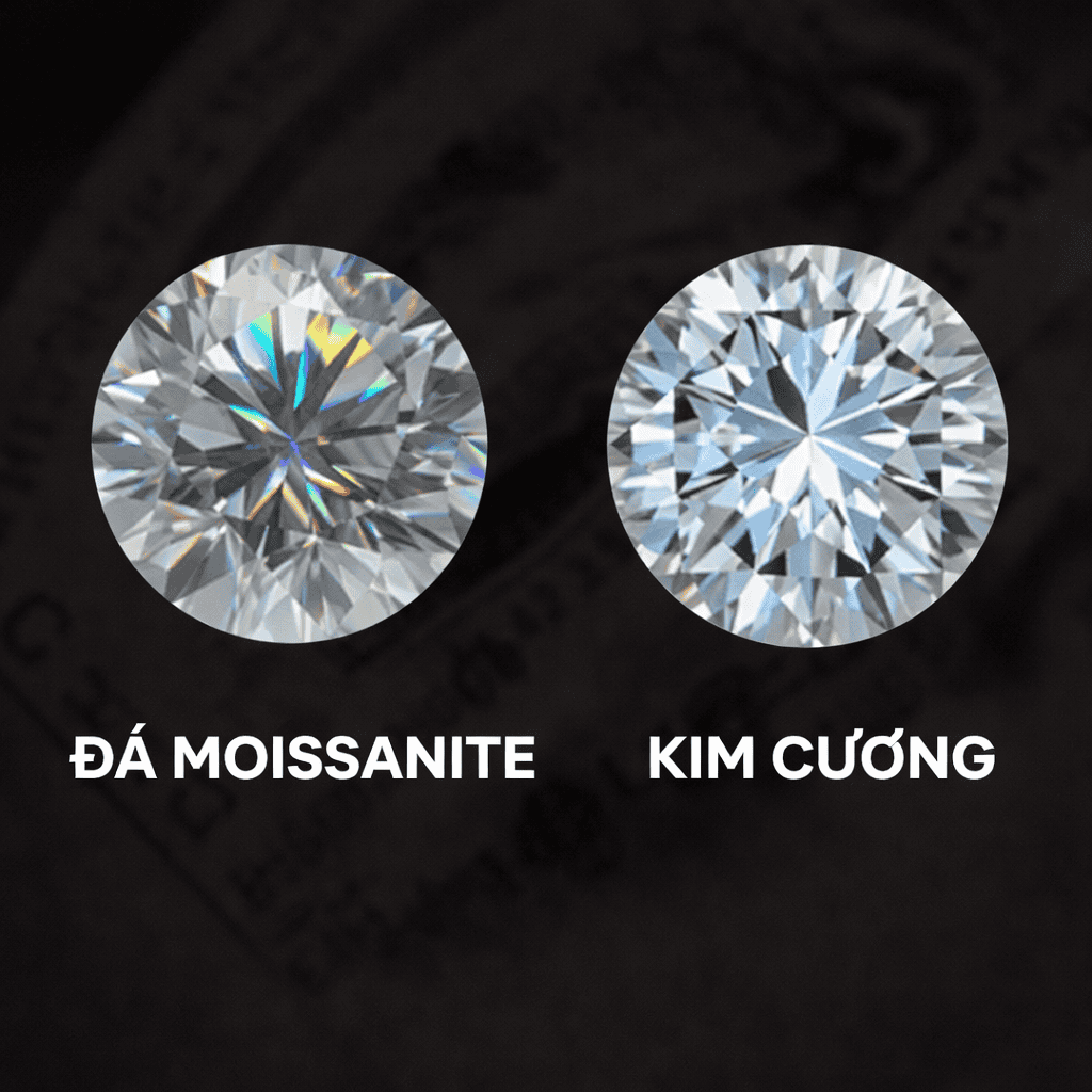 Trên thực tế Moissanite tán xạ tốt hơn kim cương