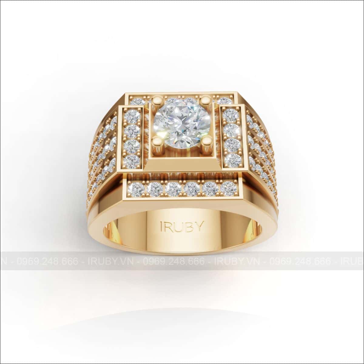Nhẫn nam kim cương đai tấm Luxury – IRNAKC 032