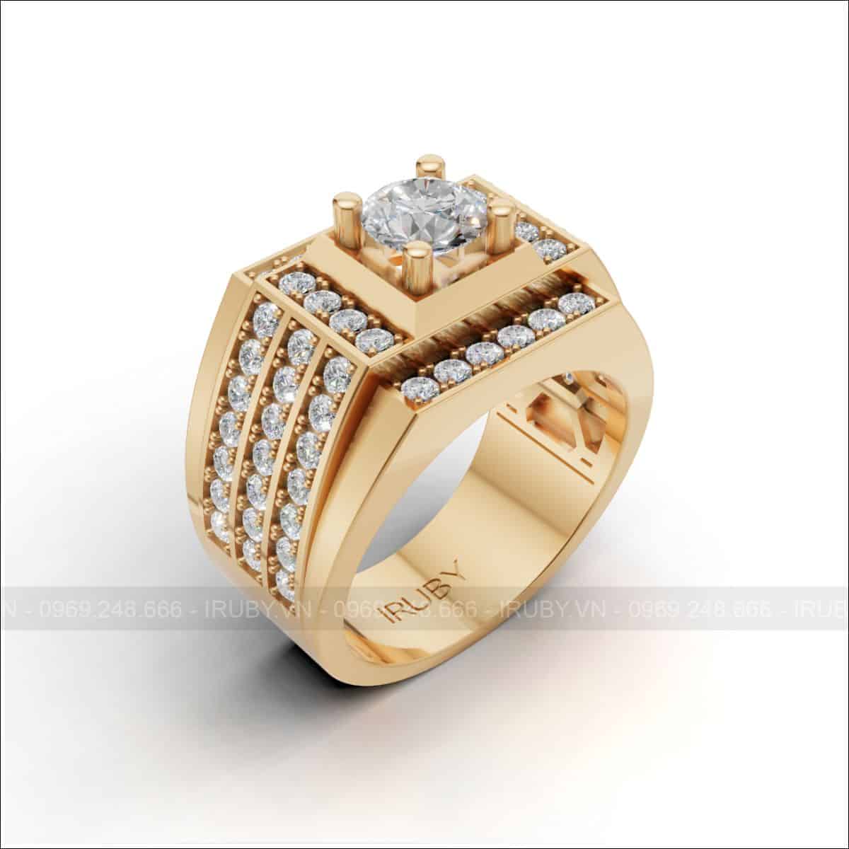 Nhẫn nam kim cương đai tấm Luxury – IRNAKC 032
