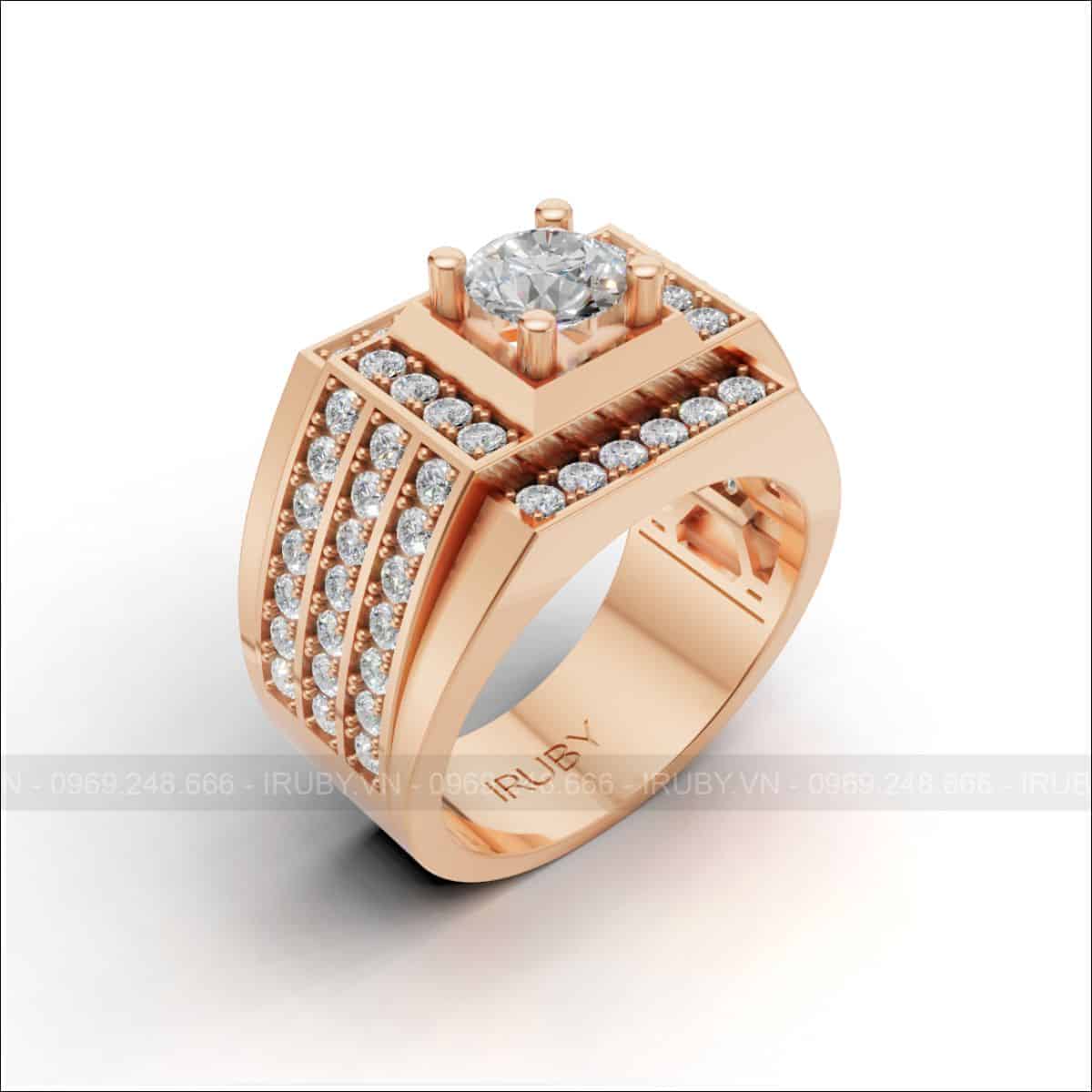 Nhẫn nam kim cương đai tấm Luxury – IRNAKC 032