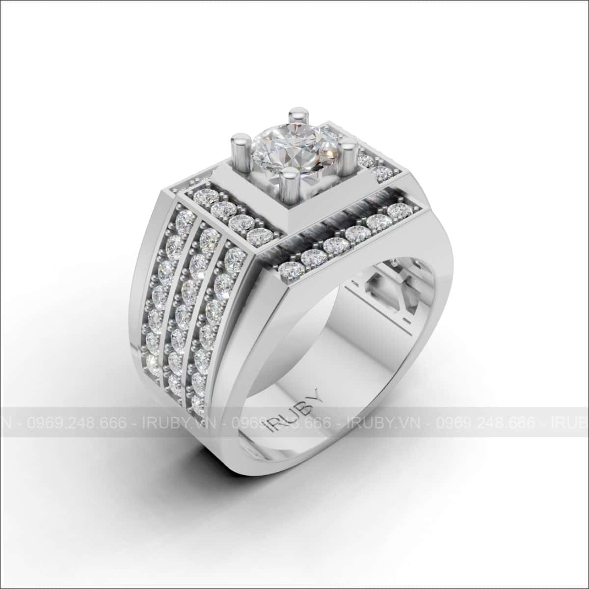 Nhẫn nam kim cương đai tấm Luxury – IRNAKC 032