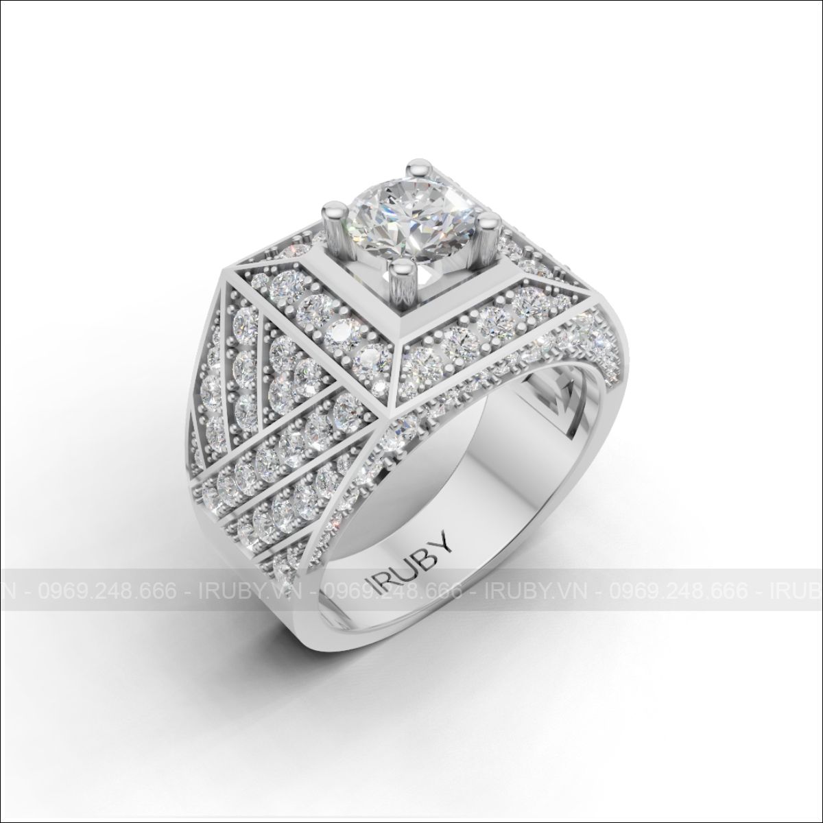 Nhẫn nam kim cương kim tự tháp quyền năng – IRNAKC 035