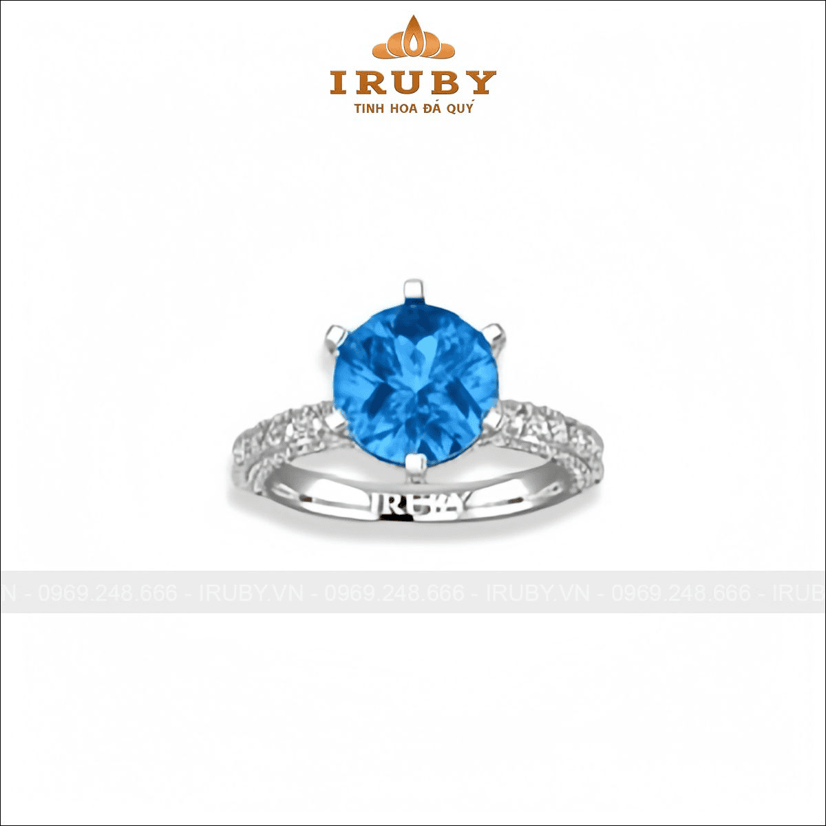 Nhẫn nữ đá Aquamarine xanh biển thiết kế tôn đá chủ – IRAQ17 2503343