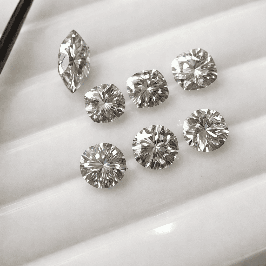 Moissanite cũng giống kim cương tự nhiên được đánh giá qua tiêu chuẩn 4C