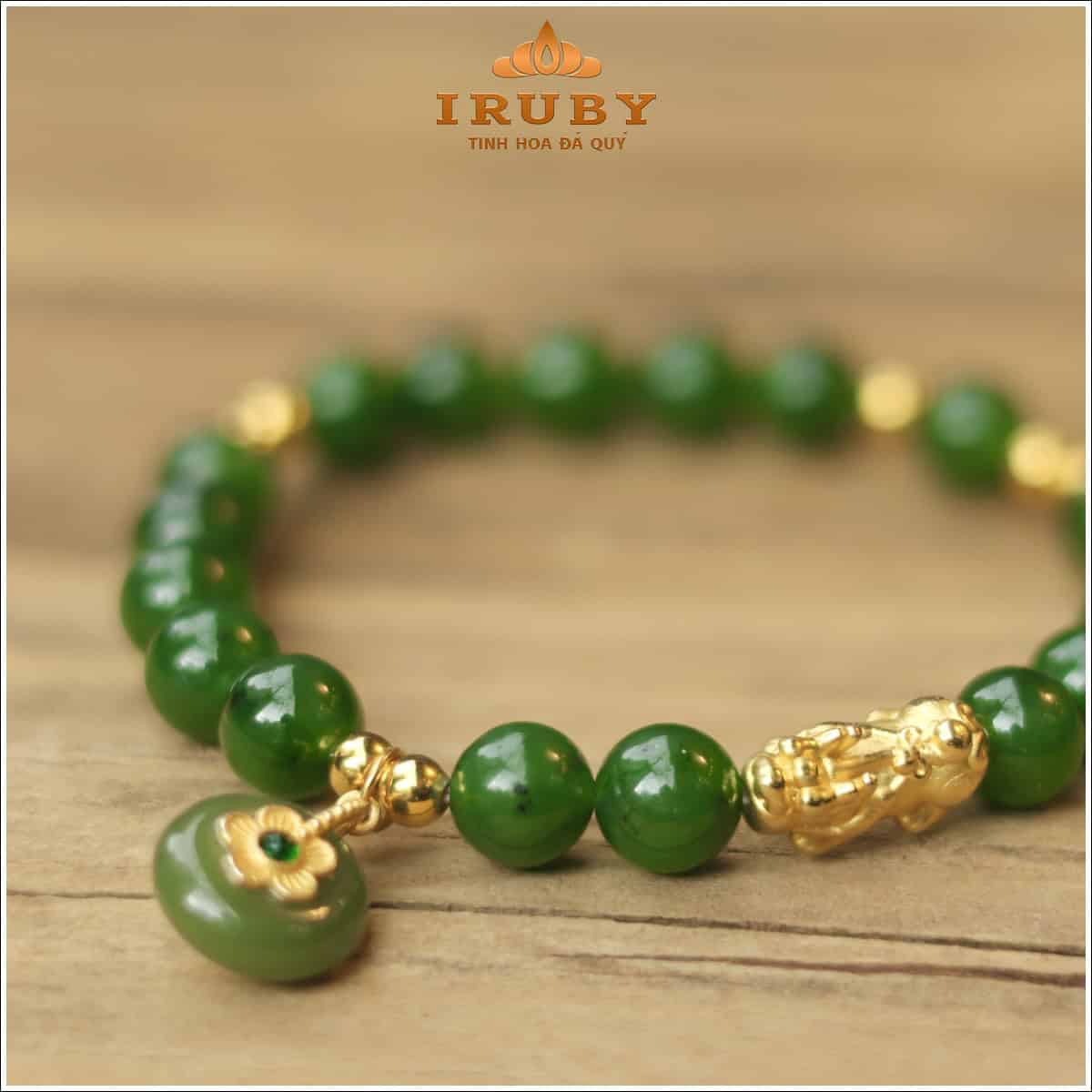 Vòng ngọc bích 8ly mix tỳ hưu và charm tài lộc - IRPT 2637148 ảnh 12