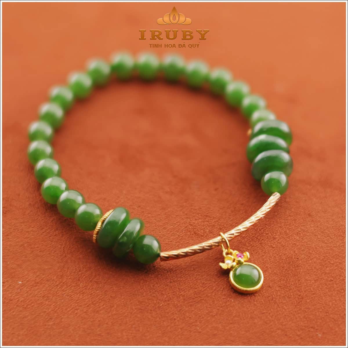 Vòng tay Ngọc bích 6ly mix đồng điếu & charm – IRPT 2639866
