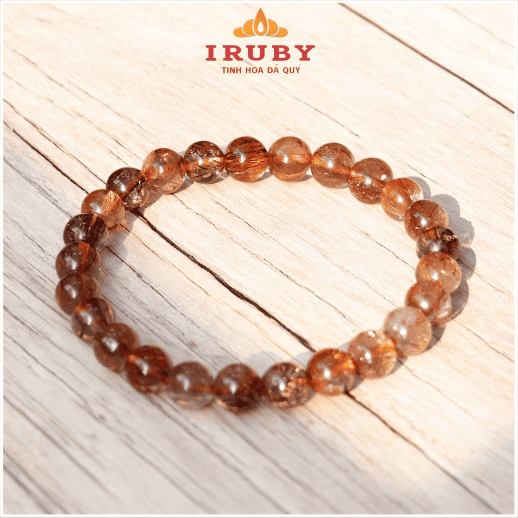 Vòng tay Thạch Anh Tóc Đỏ nâu 7,5ly  – IRPT 26368875
