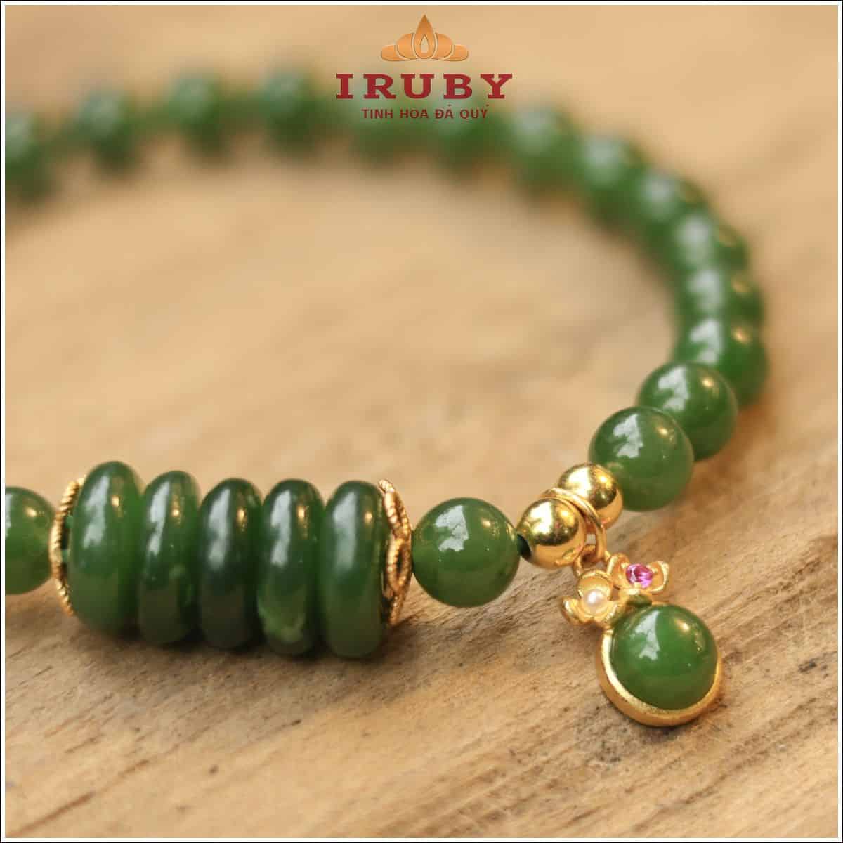 Vòng tay Ngọc Bích 6mm mix Đồng Điếu & Charm – IRPT 2639356 ảnh 3