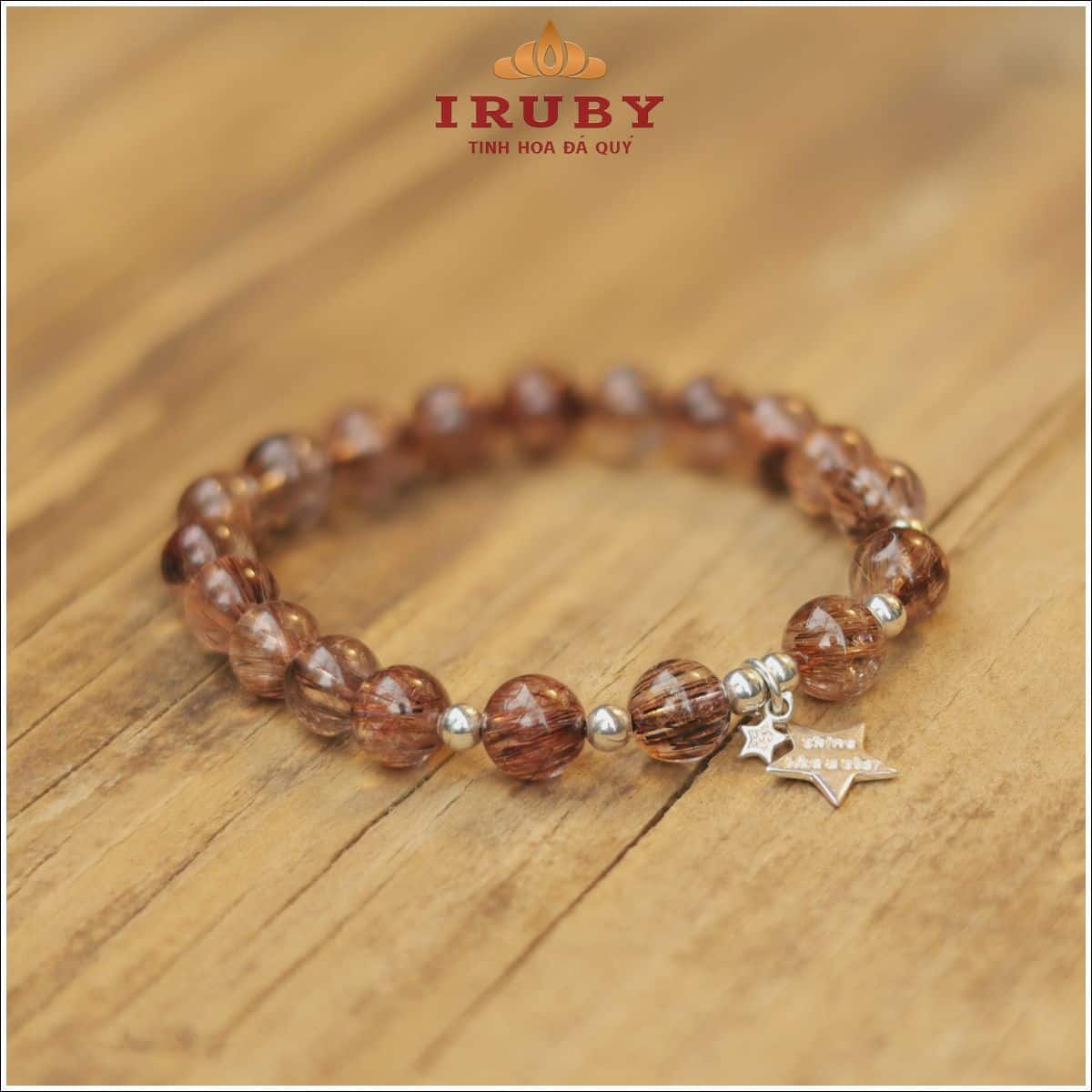 Vòng tay Tóc nâu đỏ 9ly mix charm bạc – IRPT 26310609