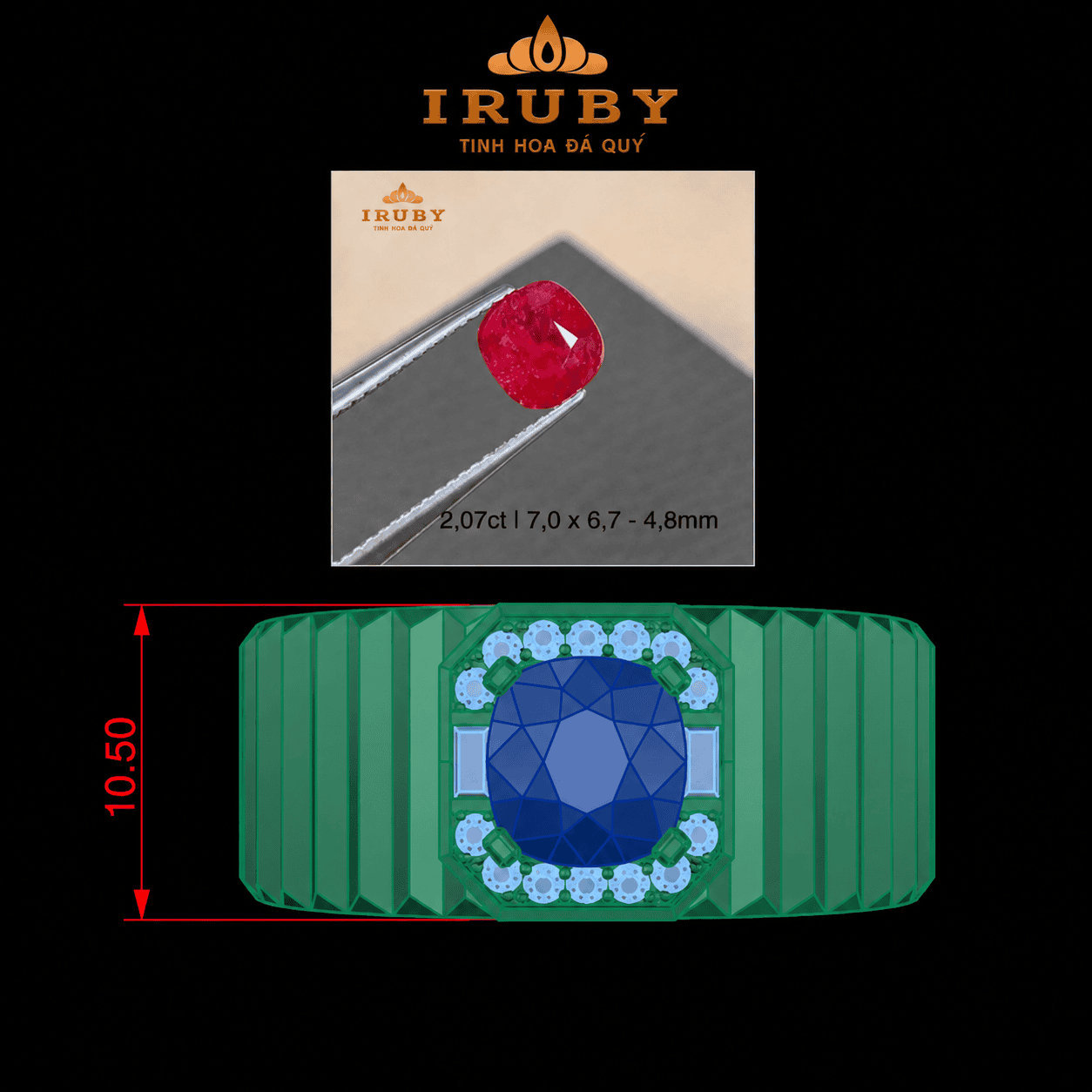 Viên Ruby facet đỏ huyết Lục Yên tự nhiên 100% 2,07ct – IRRF120 26435207