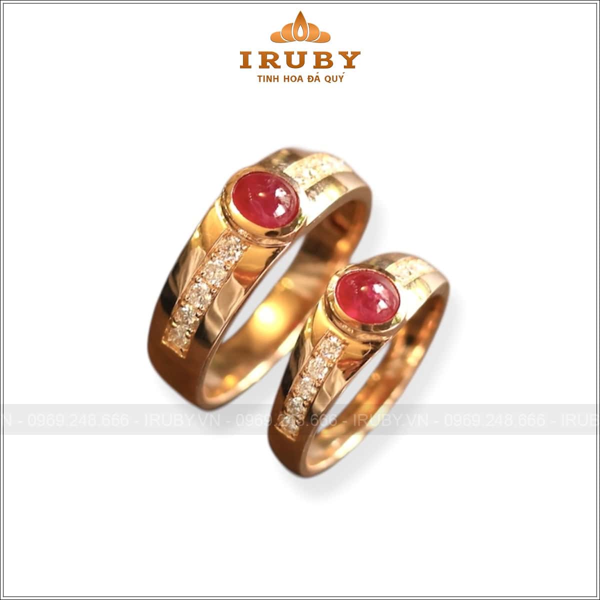 Nhẫn đôi Ruby cabochon cao cấp – quà tặng tinh tế cho ngày kỷ niệm – IRNC 260417