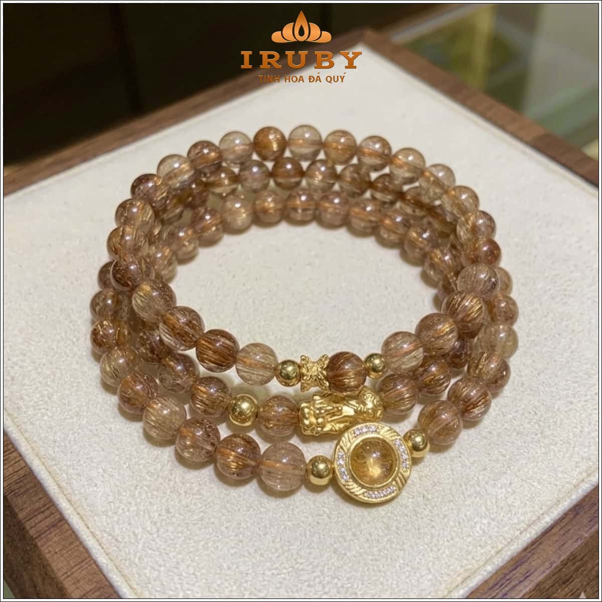 Vòng tay thạch anh tóc đỏ nâu 5,8li phụ kiện bạc – IRPT 263198858