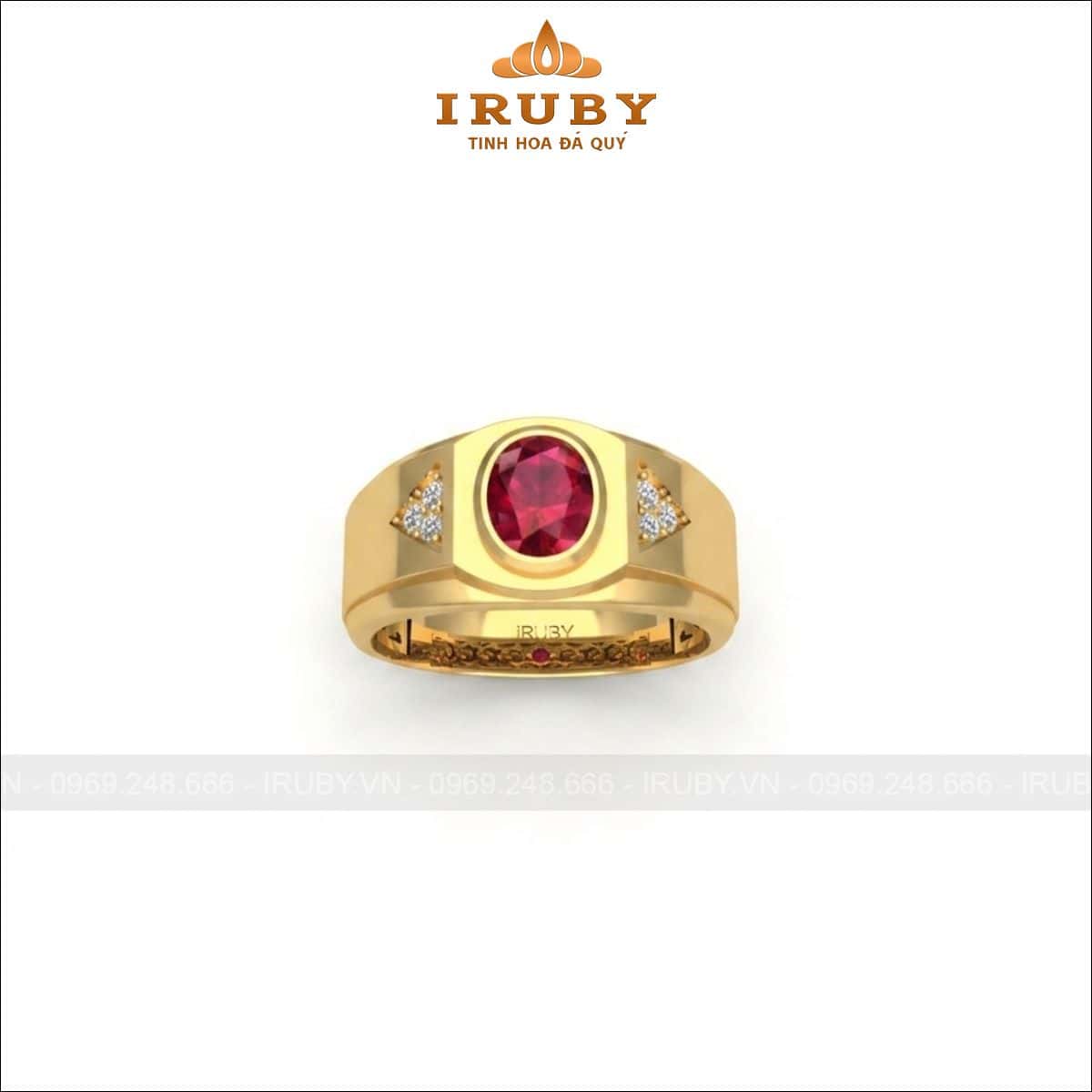 Nhẫn nam đá Ruby – Men’s Ruby ring oval shape – IRNA17